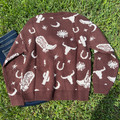 Rock & Roll Girl's Brown Western Print Sweater