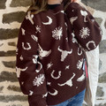 Rock & Roll Girl's Brown Western Print Sweater