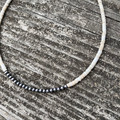 3mm Sterling Silver Pearls with White Magnesite Choker