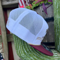 Red Dirt Hat Co. Skull Spirit White and Maroon 5 Panel Hat