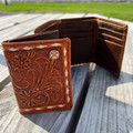Hooey Hand Tooled Leather Floral Trifold