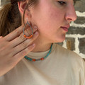 Sterling Silver Pearl & Orange Spiny Teardrop Earrings