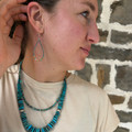 Sterling Silver with Green & Orange Heishi Teardrop Earrings