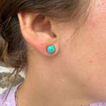 Turquoise Nomad Gold Plate Rounded Square Stud Earrings KT24E150-GP-2