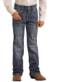Rock & Roll Boy's Top Stitch Dark Vintage Bootcut Jeans BB_3482