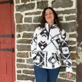 Hooey Women's White and Black Aztec Fleece Pullover HFP016WHBK