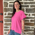 Ladies Peony Scalloped Round Neck Blouse C5103