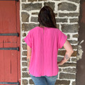 Ladies Peony Scalloped Round Neck Blouse C5103