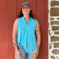 Dear Scarlett Coastal Blue Sleeveless V Neck Top