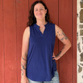 Dear Scarlett Navy Blue Sleeveless V Neck Top