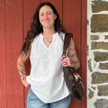 Dear Scarlett White Sleeveless Blouse with Shirred Neckline