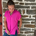 Dear Scarlett Paradise Pink Wrinkle-Free Pleated Blouse BLOOM-E001-PK