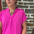 Dear Scarlett Paradise Pink Wrinkle-Free Pleated Blouse BLOOM-E001-PK