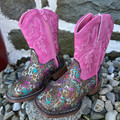Roper Toddler Glitter Rose Brown Square Toe Boot 09-017-1903-3857 BR