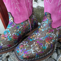 Roper Little Girl's Glitter Rose Square Toe Boot 09-018-1903-3857 BR