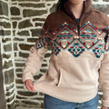 Powder River Ladies Brown Aztec Berber 1/4 Zip Pullover DW91C09296