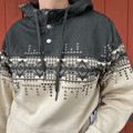 Rock & Roll Men's Border Printed Hoodie 1/4 Snap BM94T09627
