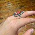 Pink Dahlia Teardrop Adjustable Ring