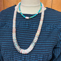 28" Graduated Pink Conch & Turquoise Spacers Necklace