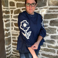 Navy Embroidered Puff Sleeve Blouse IT19761