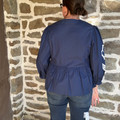 Navy Embroidered Puff Sleeve Blouse IT19761