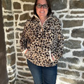 Hooey ladies Tan Leopard Fleece Kodi Pullover HFP2604TNPR