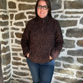 Powder River Ladies Brown Cheetah Berber 1/4 Zip Pullover DW91C09294