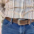 Basket Weave Belt in Brown by Heritage Leathers 2421-BR