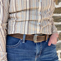 Basket Weave Belt in Brown by Heritage Leathers 2421-BR