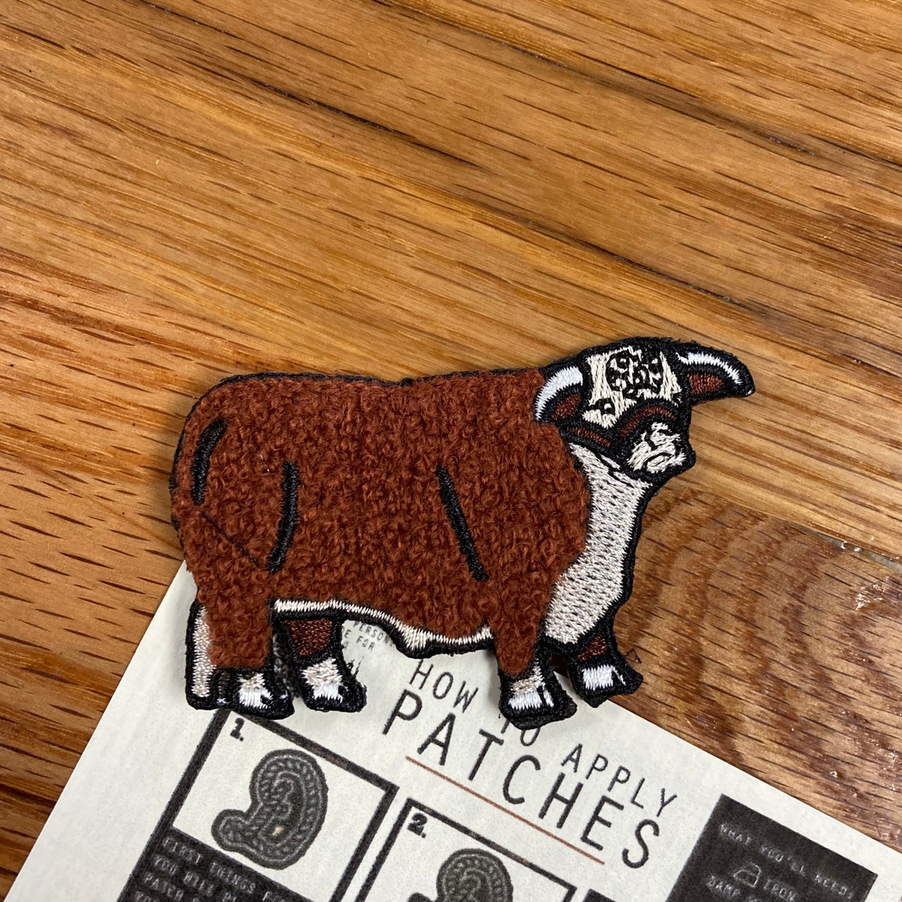 2 Fly Small Hereford Iron-On Patch - Stockyard Style