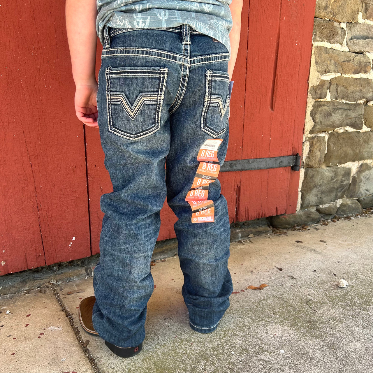 Rock & Roll Boy's Medium Vintage Rope Stitch Embroidered Bootcut