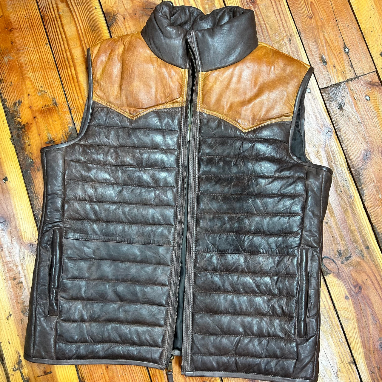 Scully Men's Brown Leather Puffer Vest 2043 - Stockyard Style