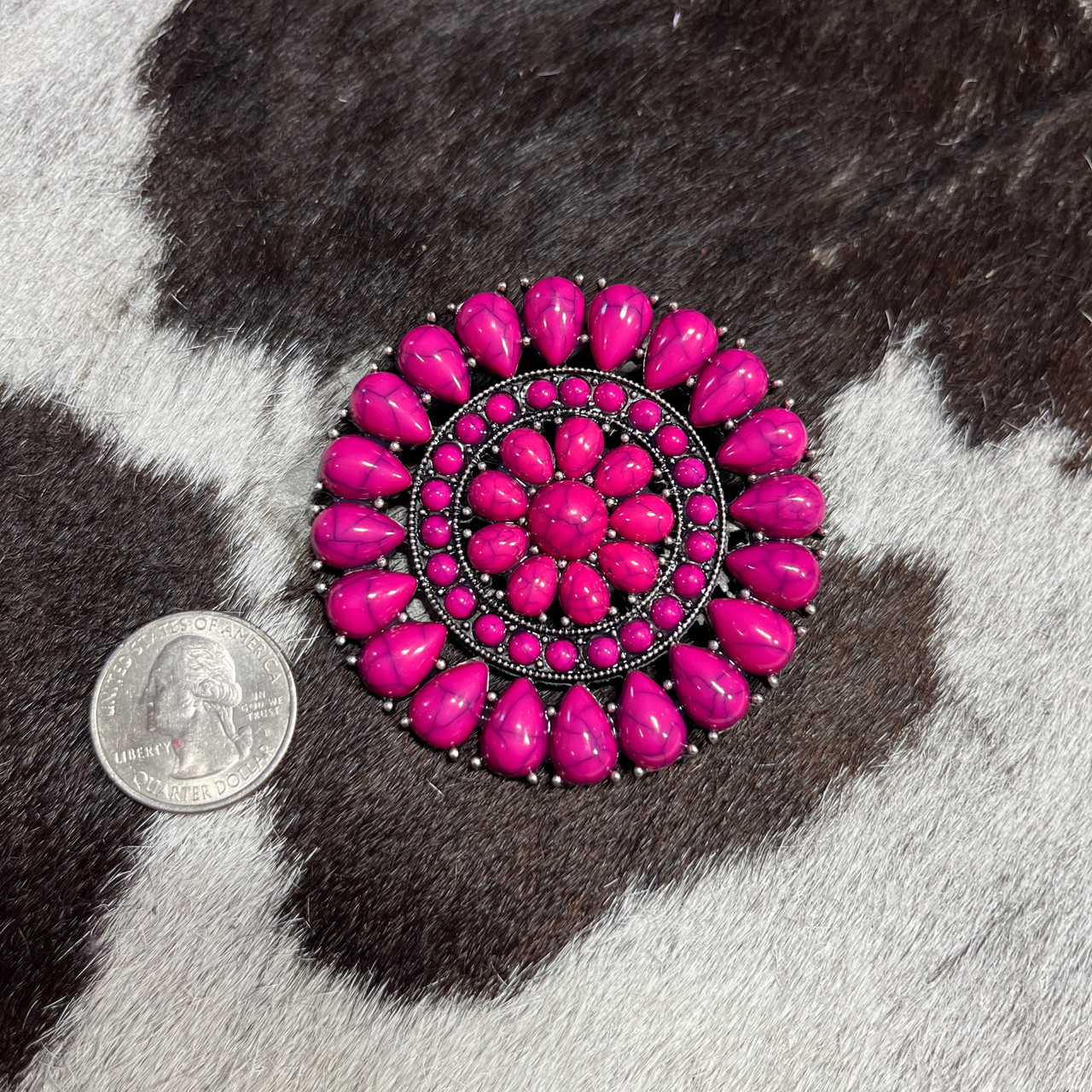 Flower Node Pin Hot Pink Flower Cluster Pin - Stockyard Style