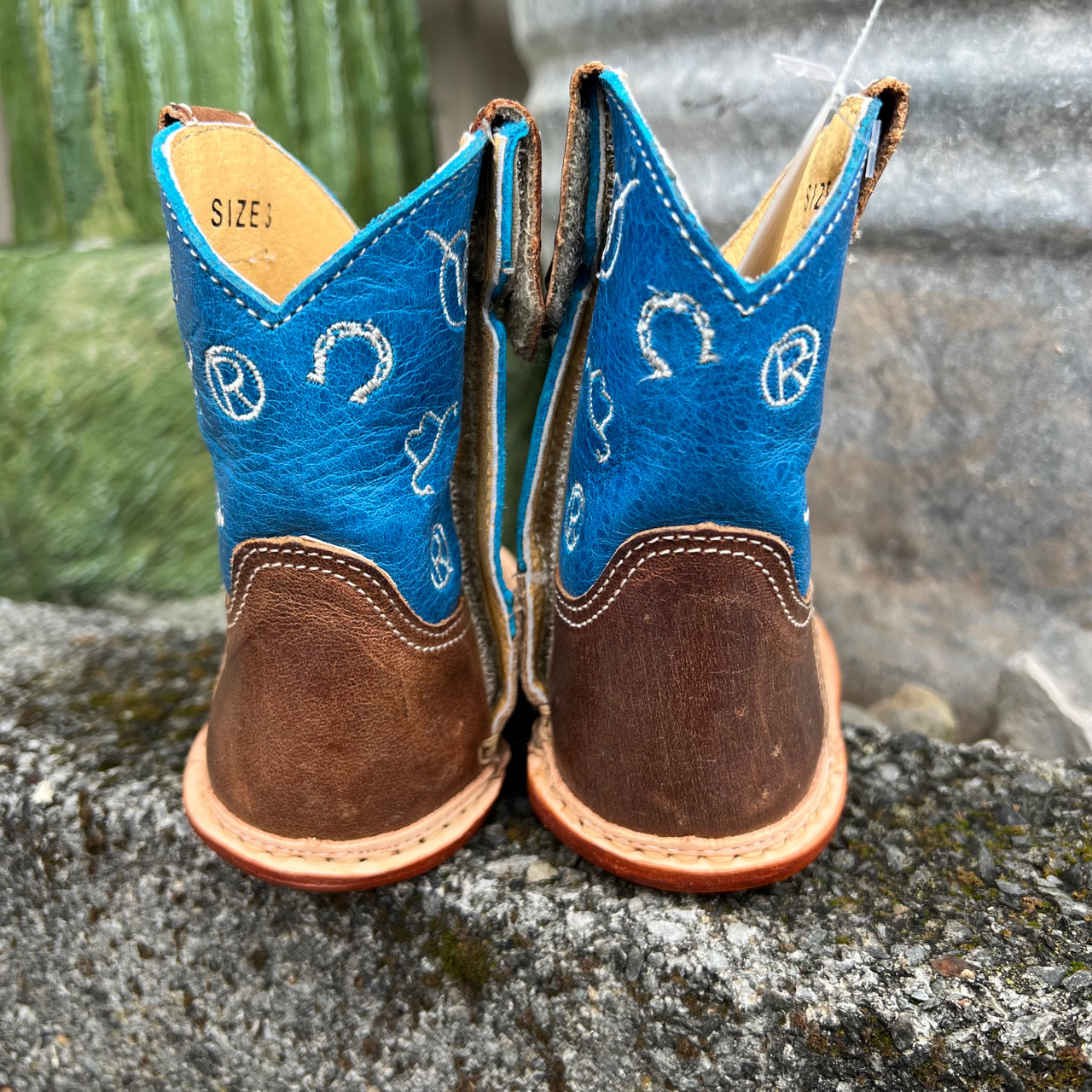 Roper Cowbabies Brown Blue Brands Leather Infant Boot 09-016