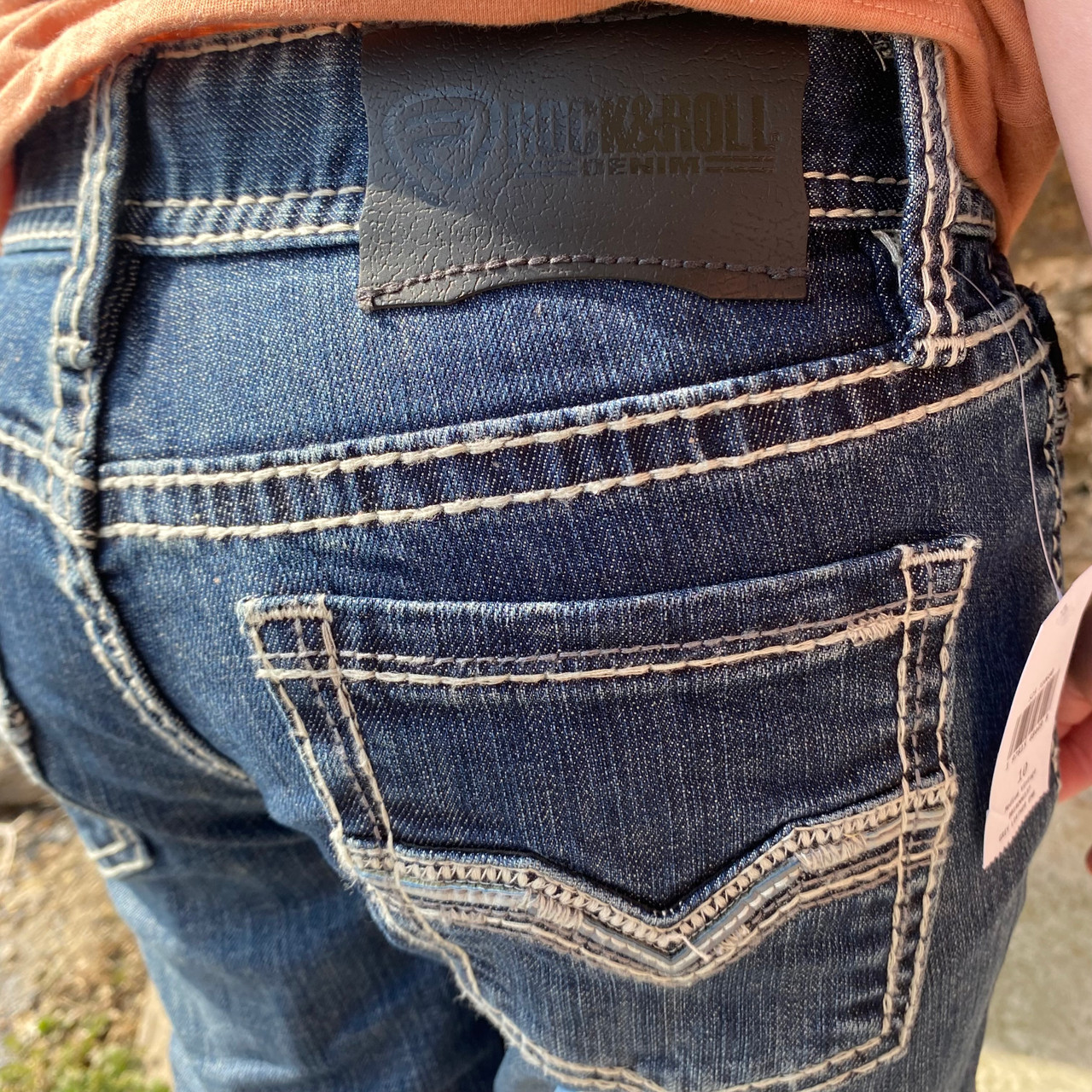 Rock & Roll Boy's Slim Fit Leather Embroidered Revolver Straight