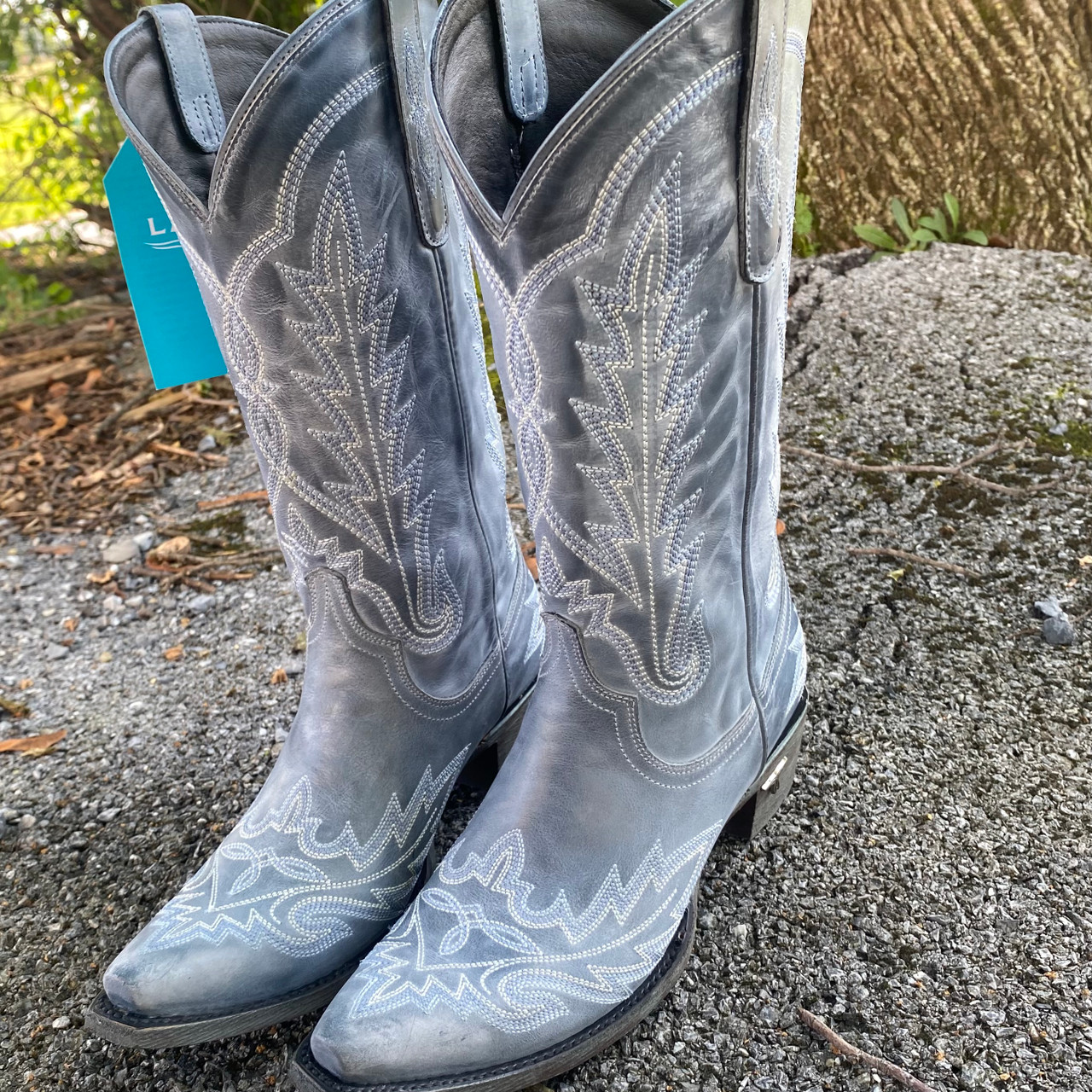Lane Lexington Snip Toe Boot in Washed Denim LB04880 - Stockyard Style