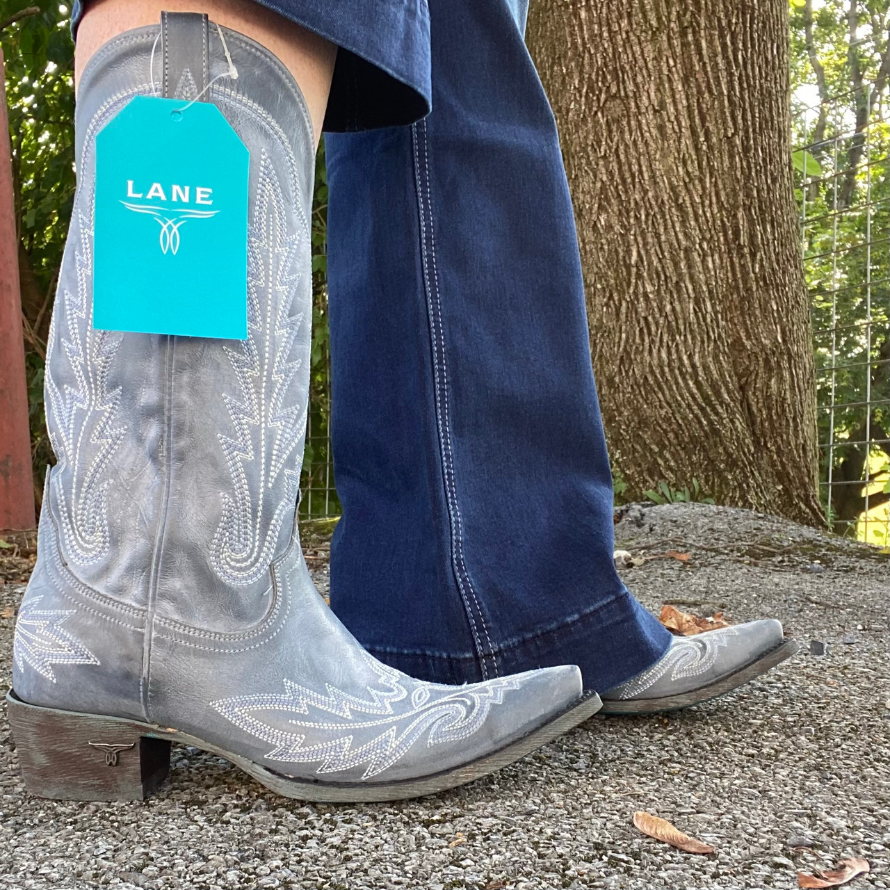 Lane Lexington Snip Toe Boot in Washed Denim LB04880 - Stockyard Style