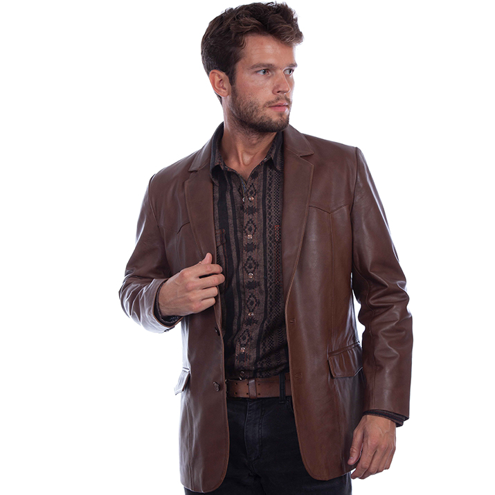 Scully Men's Chocolate Brown Lambskin Leather Blazer 501-427