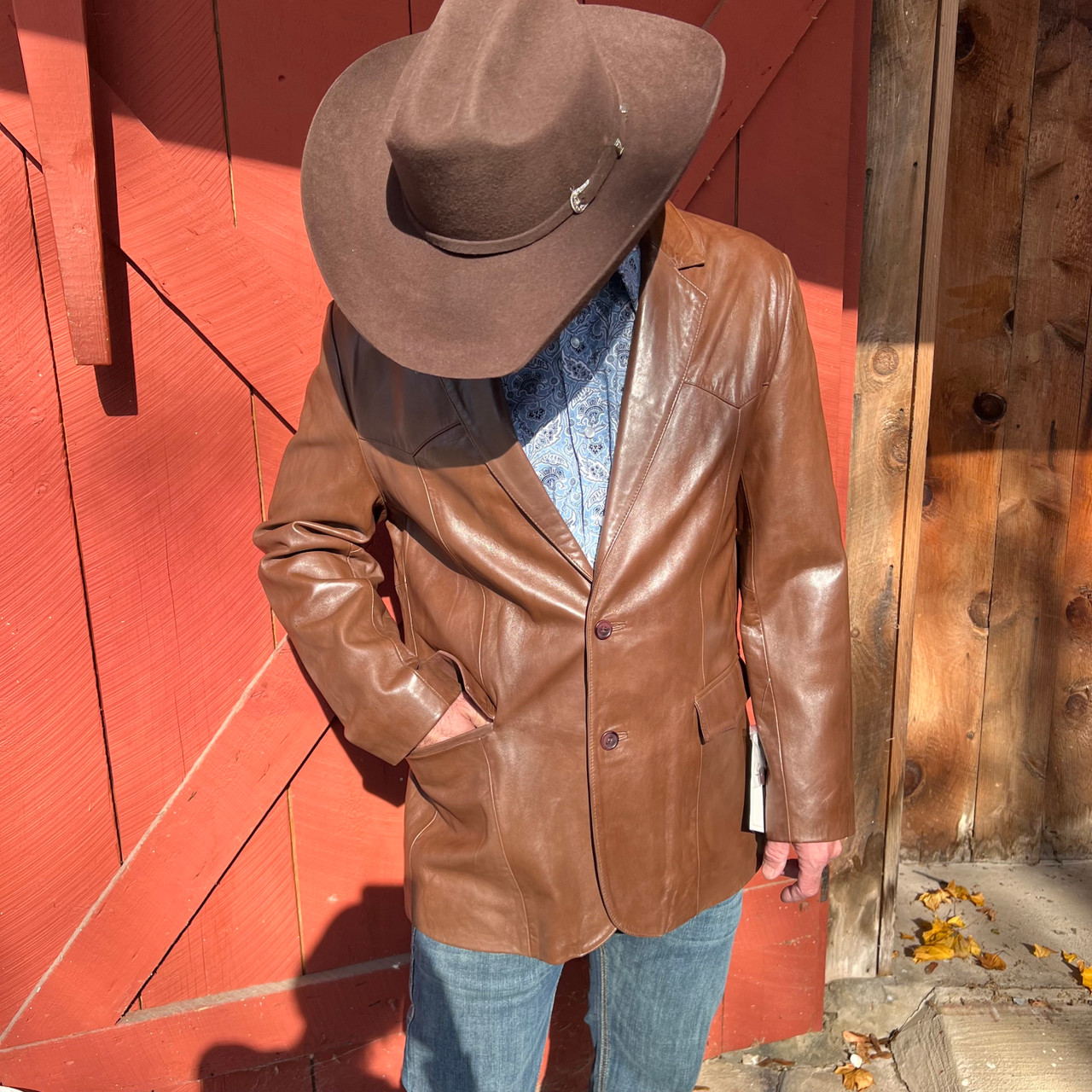 Scully Men's Chocolate Brown Lambskin Leather Blazer - Stockyard Style
