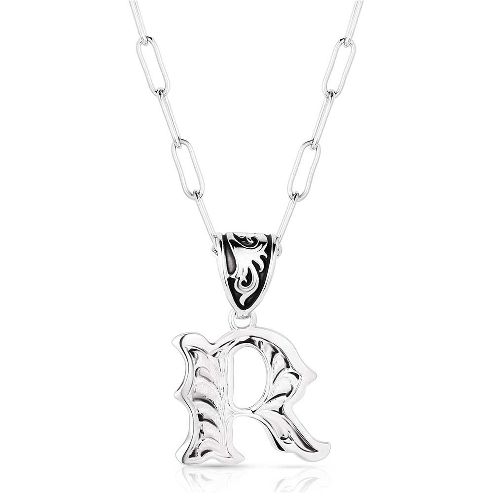 Montana Silversmiths Western Initial Necklace - Letter R