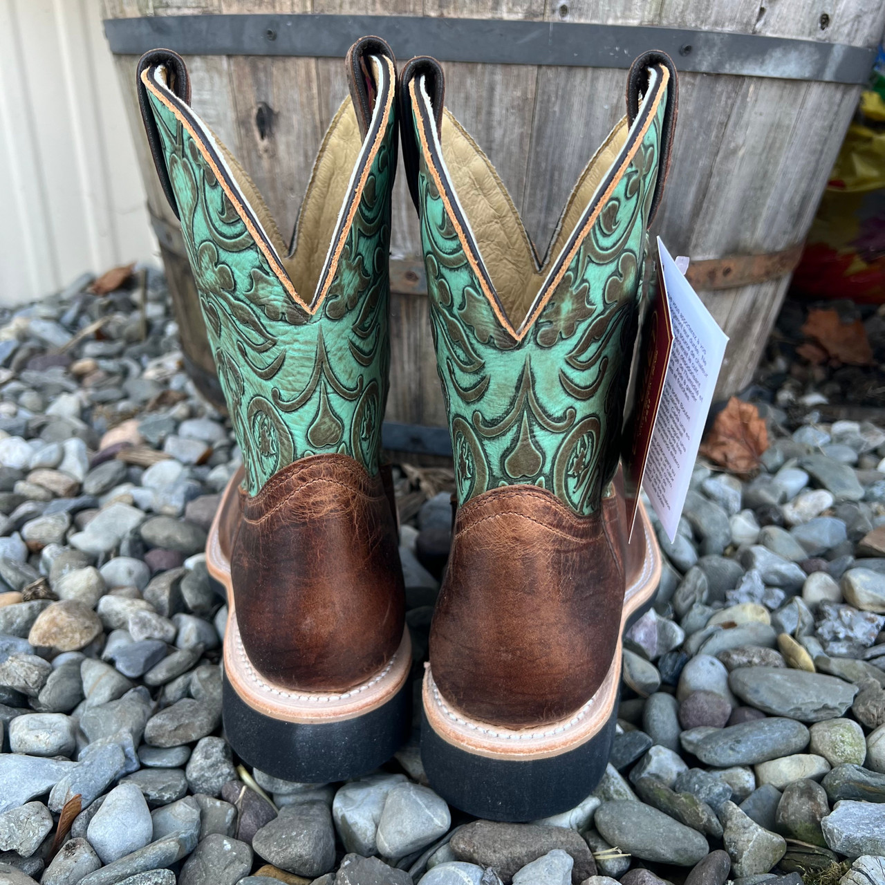 BOULET レディース レザー ウエスタンブーツ カナダ製 Boulet Women's Joker Turquoise Brown and Navajo Honey 9