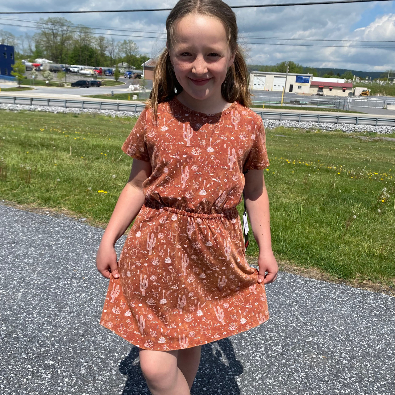 Rock Roll Girl's Rust Desert Print T-shirt Dress BGD1R06292