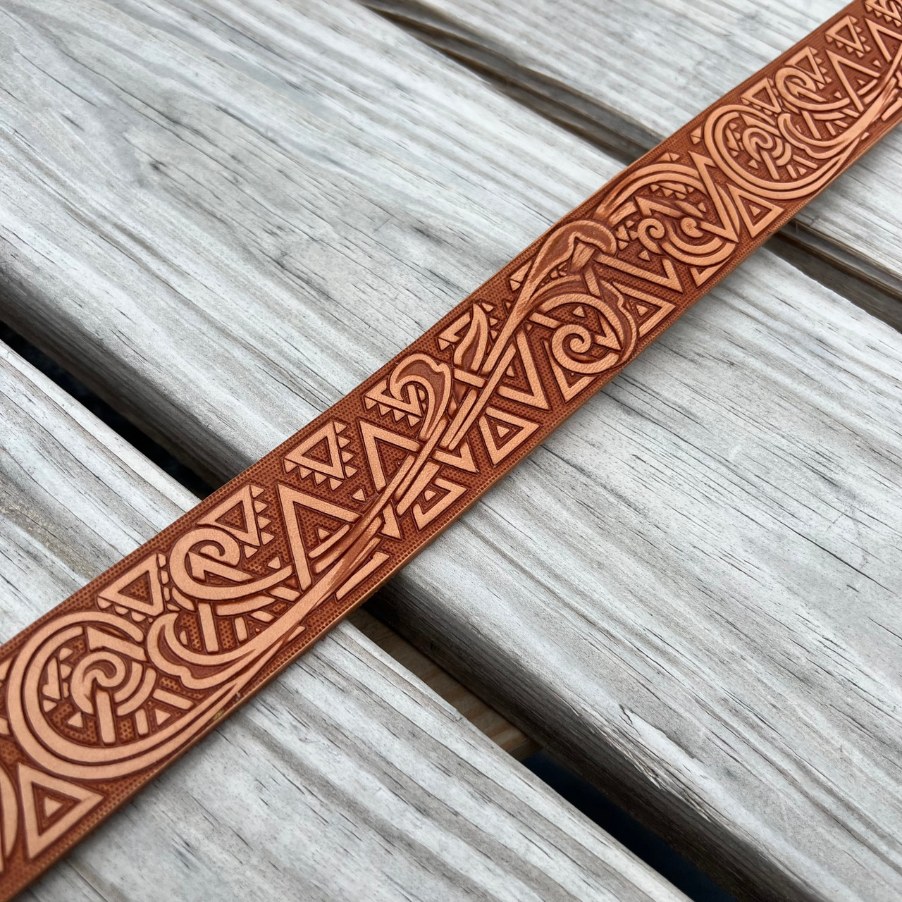 Hooey Classic Natural Leather Belt With Tribal Filigree Embossed