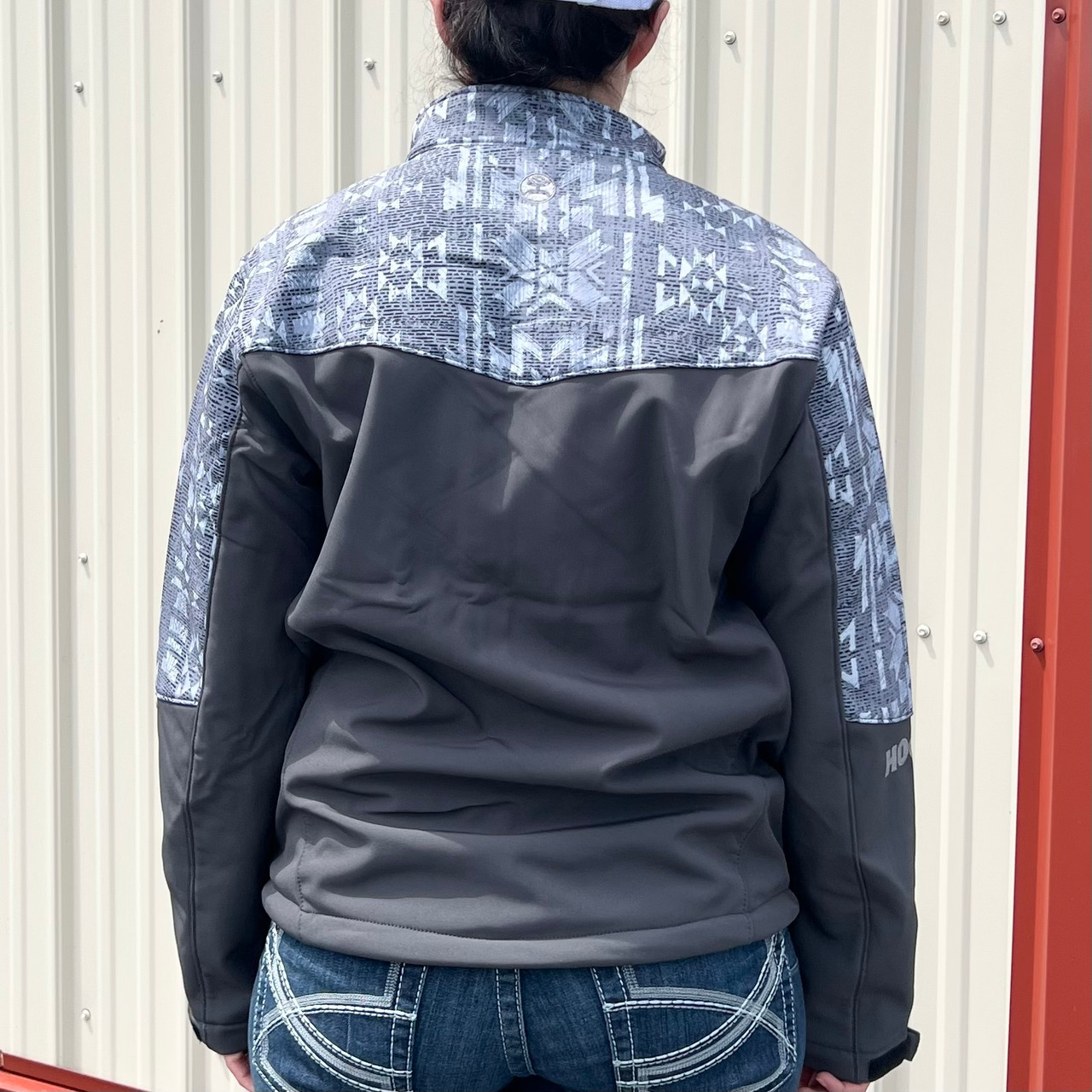 Men's Hooey Charcoal Soft Shell Jacket with Grey Aztec - Stockyard