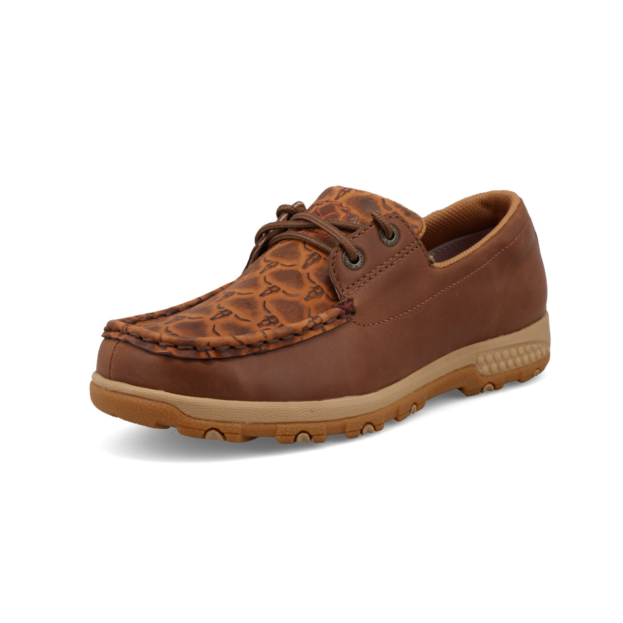 Twisted X Women's Cow Skull Leather Boat Shoe Driving Moc