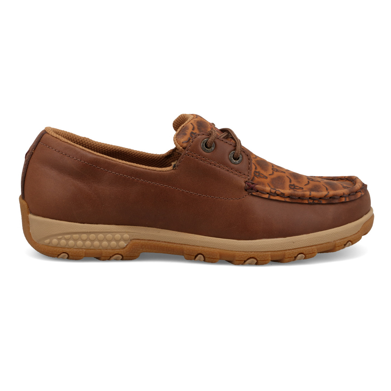 Twisted X Women's Cow Skull Leather Boat Shoe Driving Moc