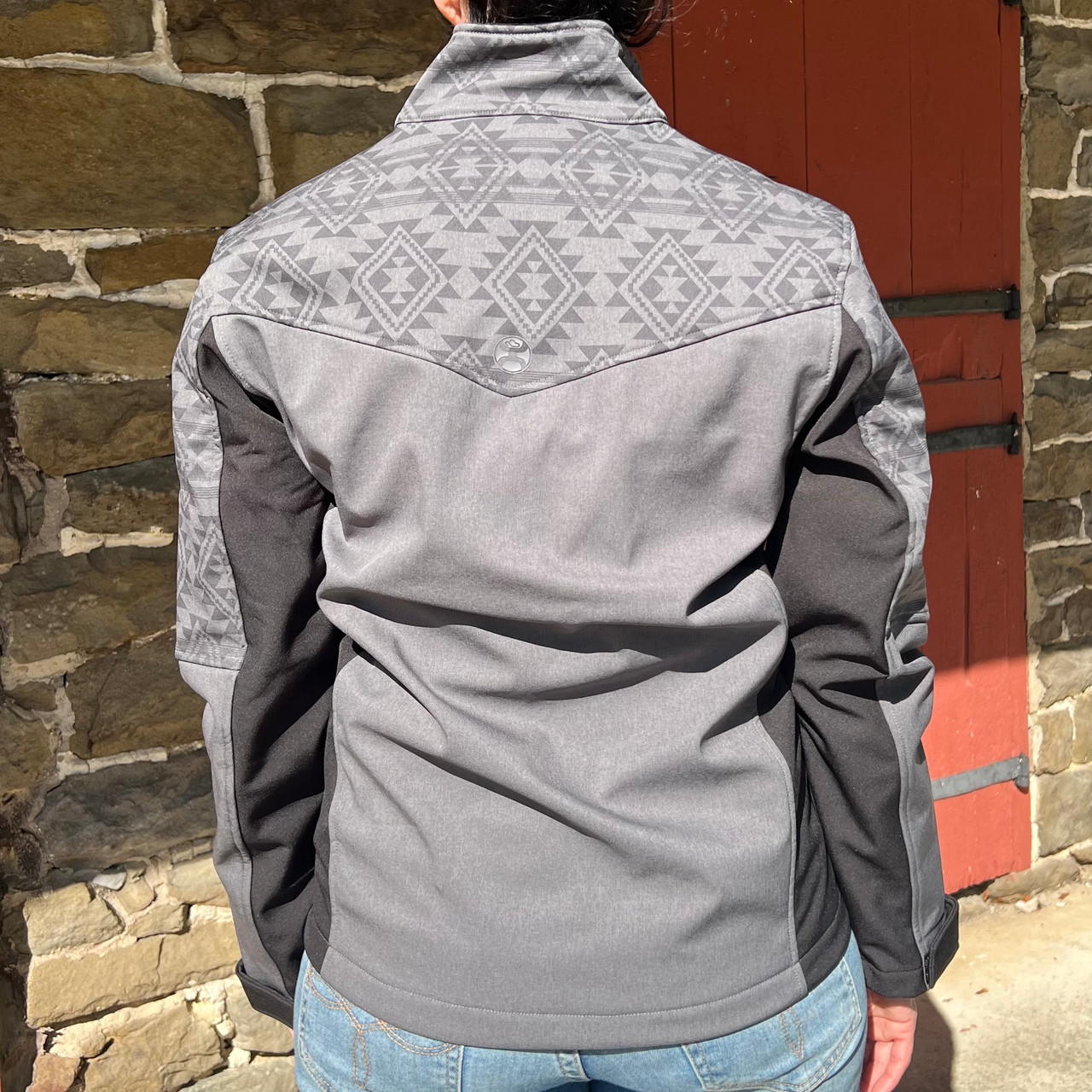 Hooey Men's Jackson Grey Aztec Full Zip Softshell Jacket