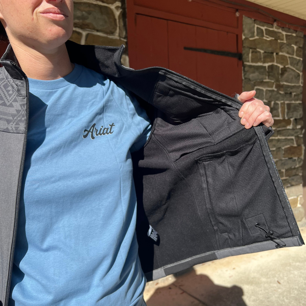 Hooey Men's Jackson Grey Aztec Full Zip Softshell Jacket