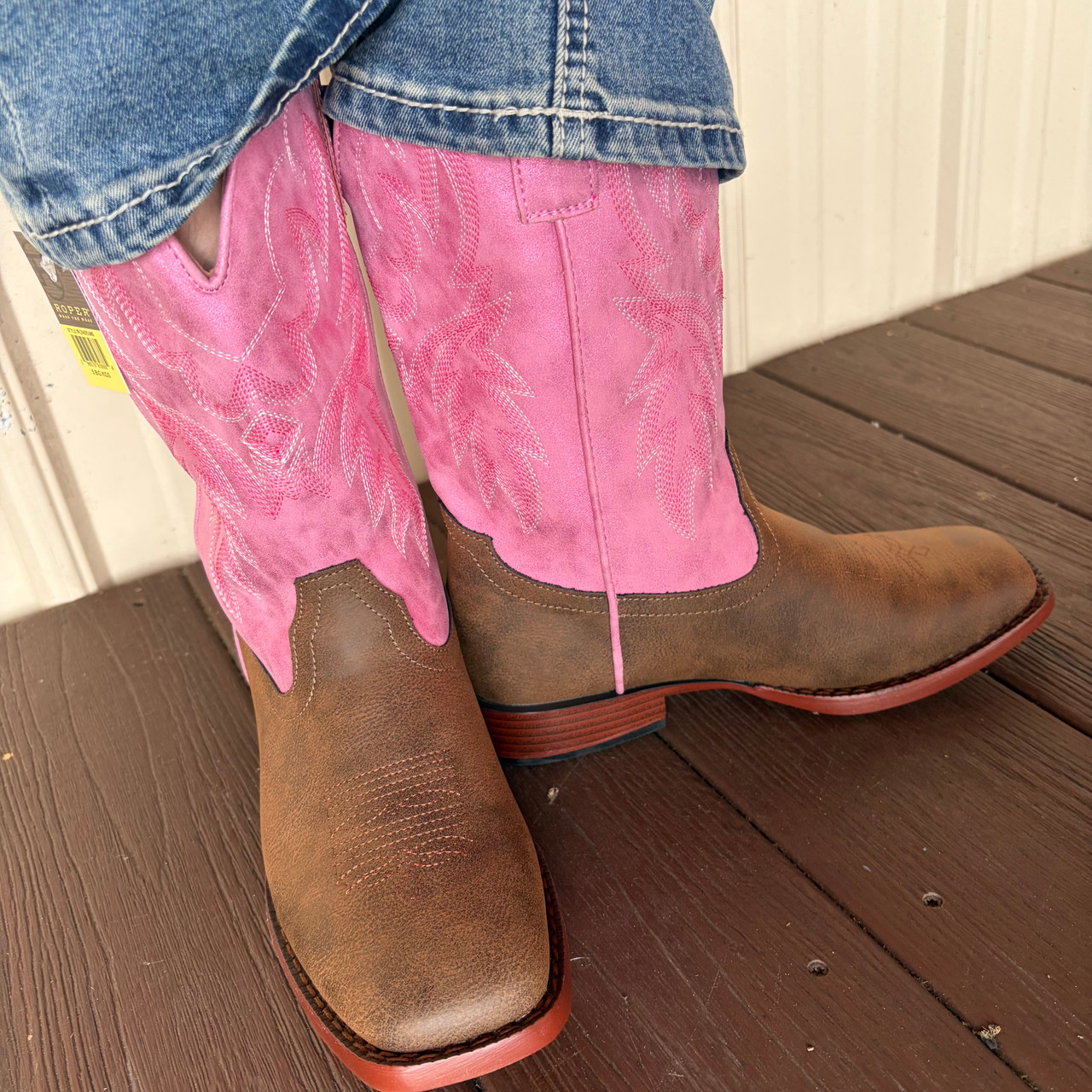 Roper Big Kid Gretchen Pink Faux Leather Boot Stockyard Style
