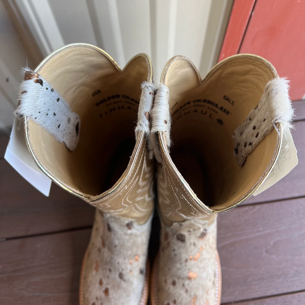 Tin Haul Women's Golden Charolais Cowhide Boots - Stockyard Style